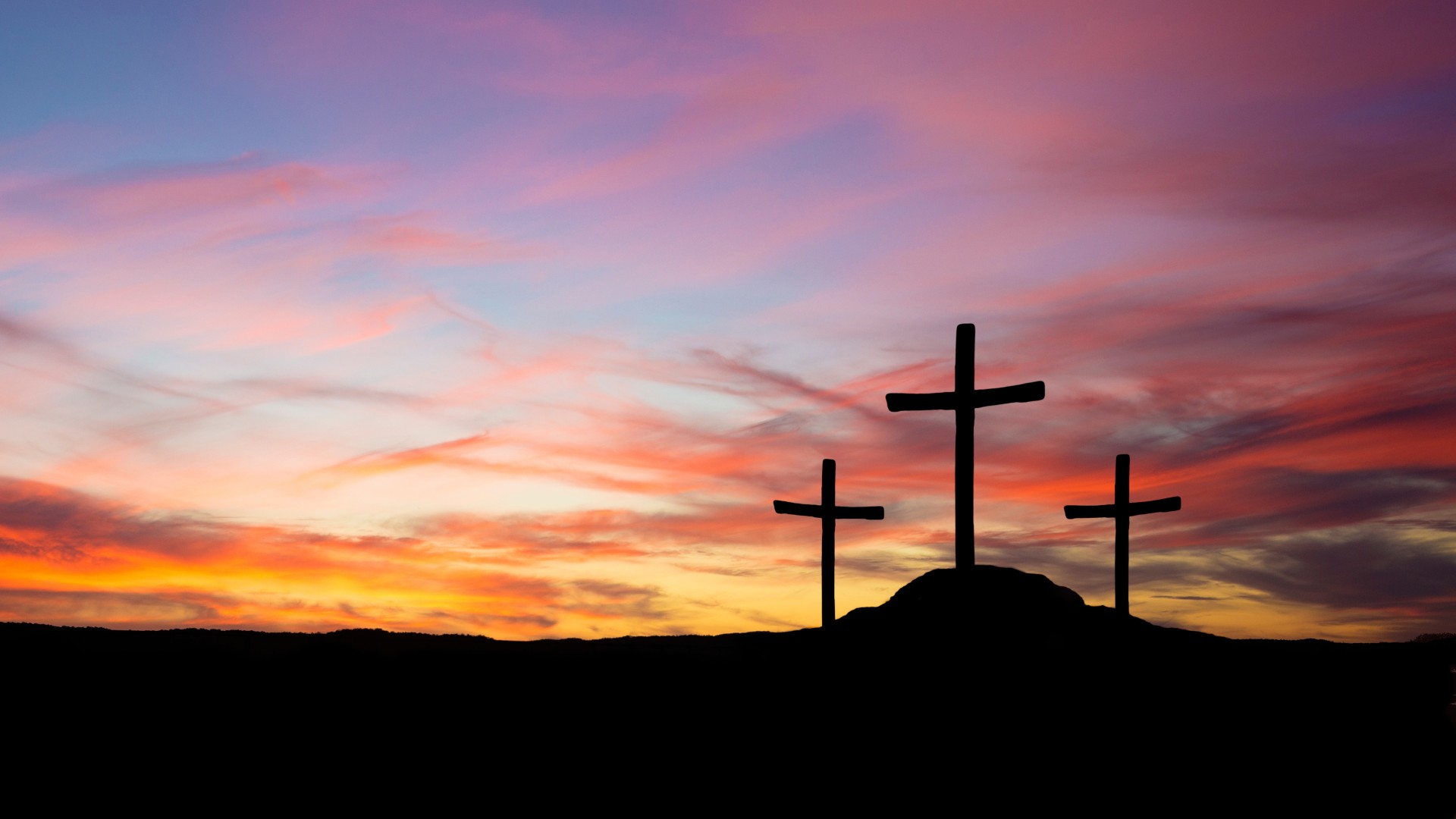 crosses with sunset